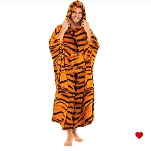 Men's tiger plush hooded robe xl